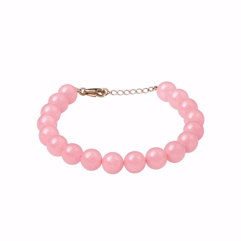 Bracelet De Rose Quartz Naturel Et Argent 925