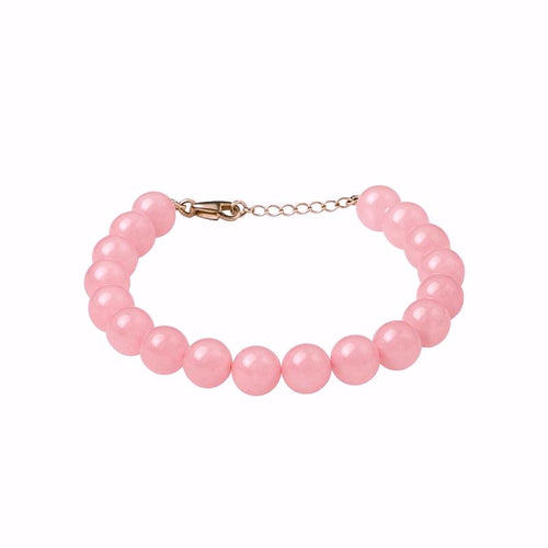 Bracelet De Rose Quartz Naturel Et Argent 925