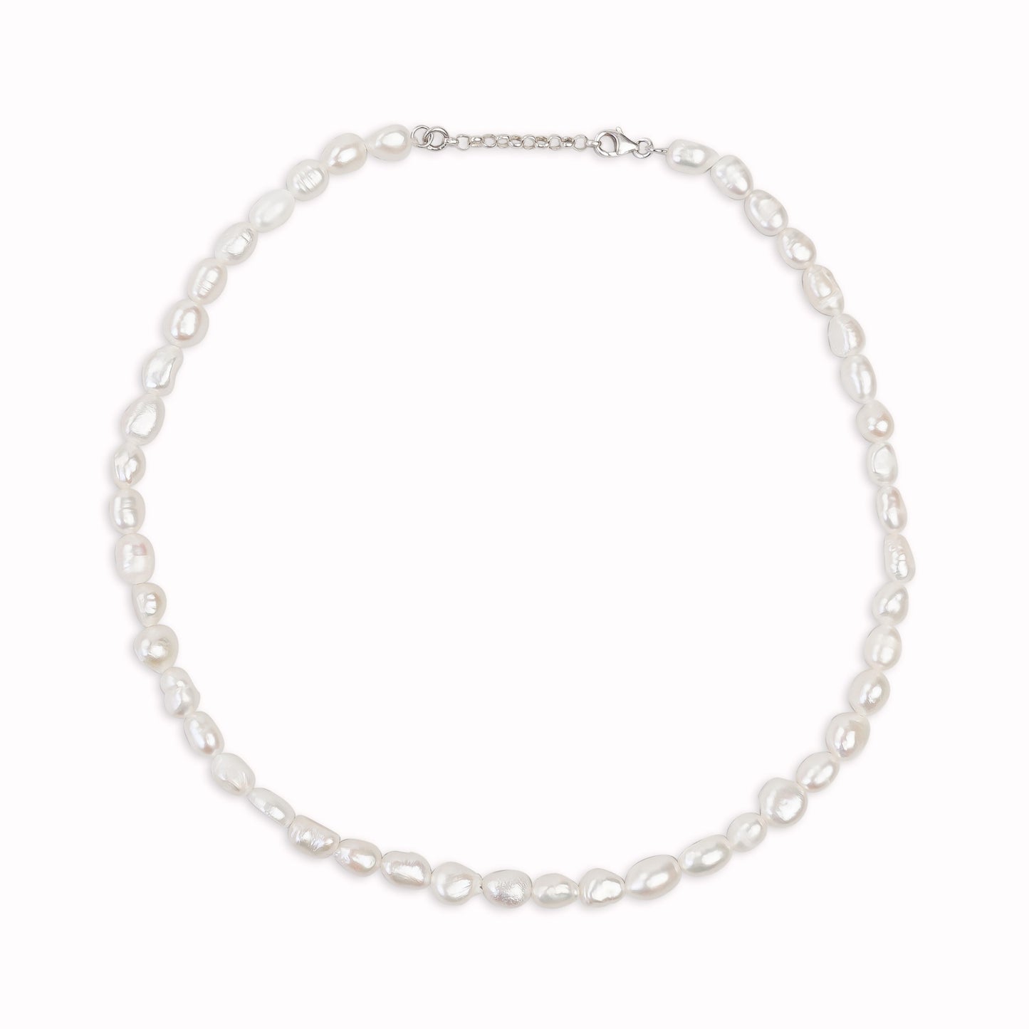 Collier De Perle Naturel Et Argent 925