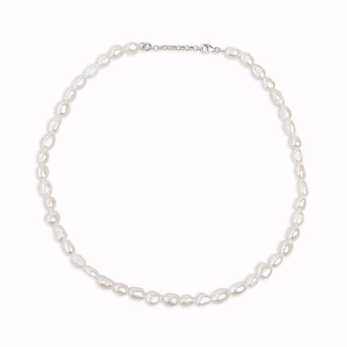 Collier De Perle Naturel Et Argent 925