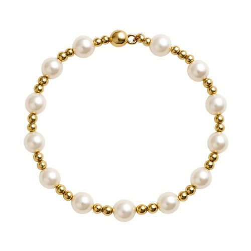 Bracelet De Perle Naturel Et Argent Jaune