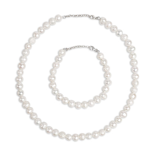 Ensemble De Perle Naturel Et Argent 925