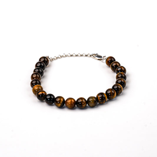 Bracelet Oeil De Tigre Naturelle Et Argent 925