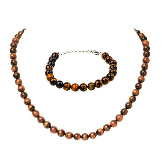 Ensemble D’Oeil De Tigre Naturel Et Argent 925