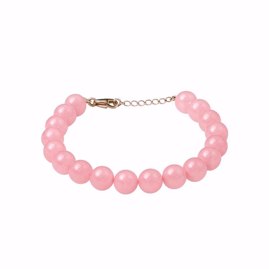 Bracelet De Rose Quartz Naturel Et Argent 925