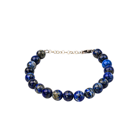 Bracelet De Lapis Lazuli Naturel Et Argent 925