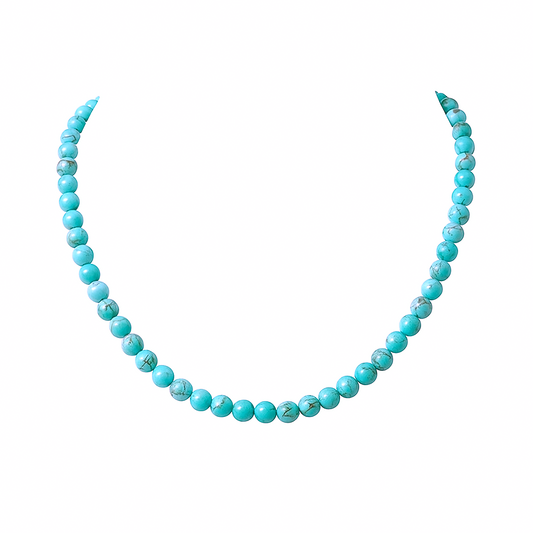 Collier De Turquoise Naturel Et Argent 925