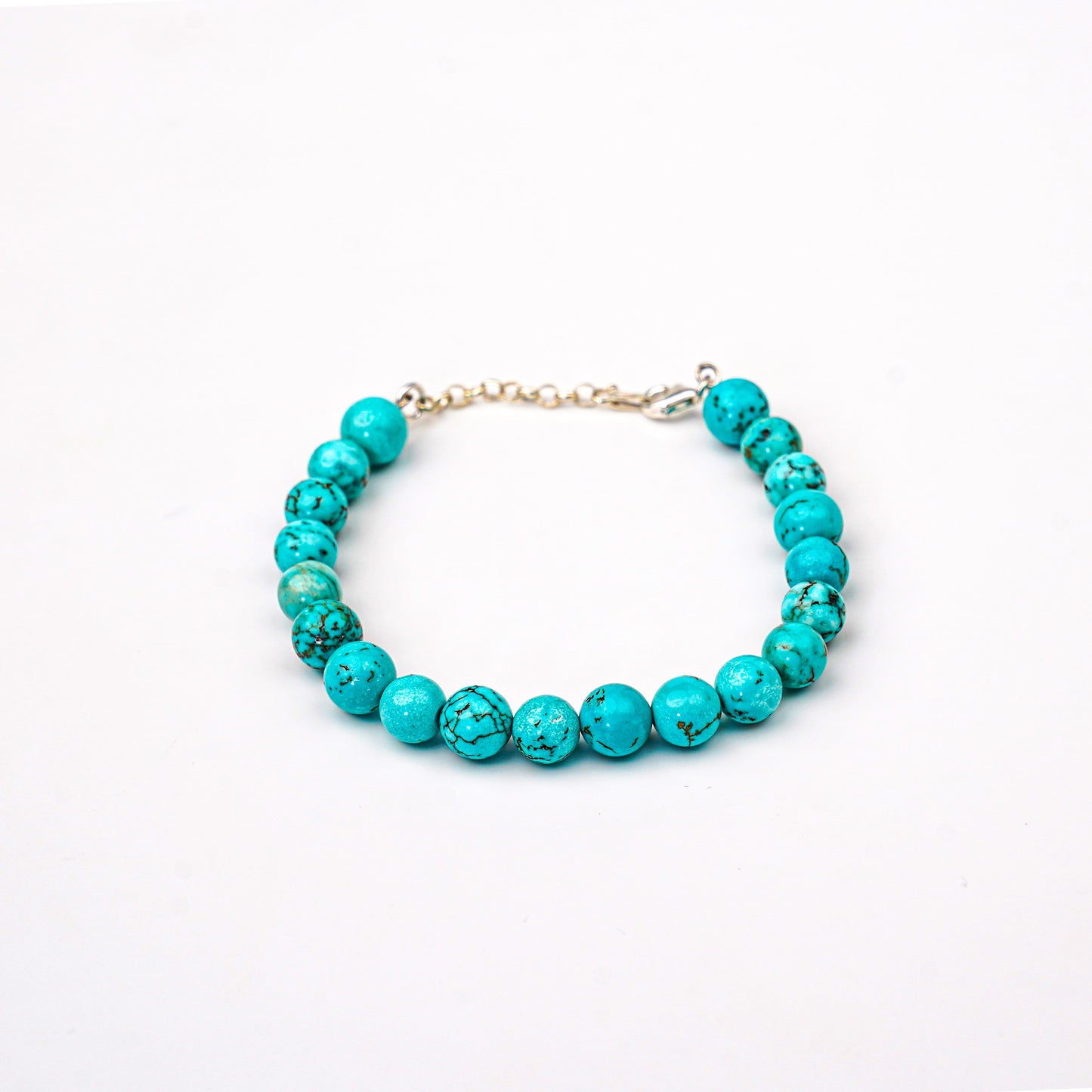 Bracelet De Turquoise Naturel Et Argent 925