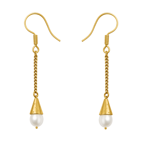 Boucle De Perle Naturel Et Argent Jaune