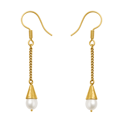 Boucle De Perle Naturel Et Argent Jaune