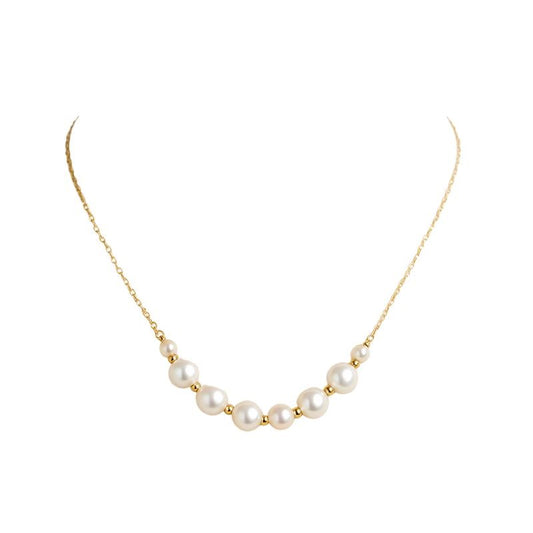 Collier Argent Jaune Et Perle Naturel