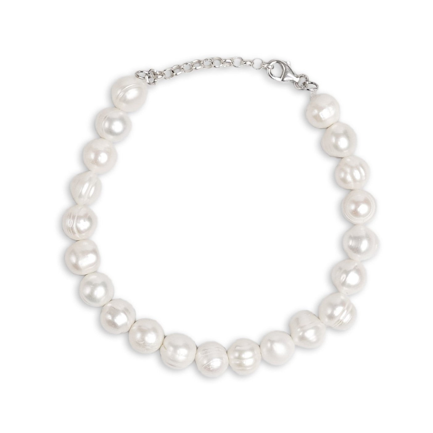 Bracelet De Perle Naturel Et Argent 925