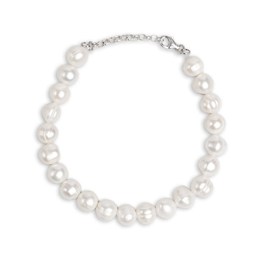 Bracelet De Perle Naturel Et Argent 925
