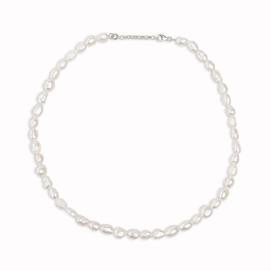 Collier De Perle Naturel Et Argent 925