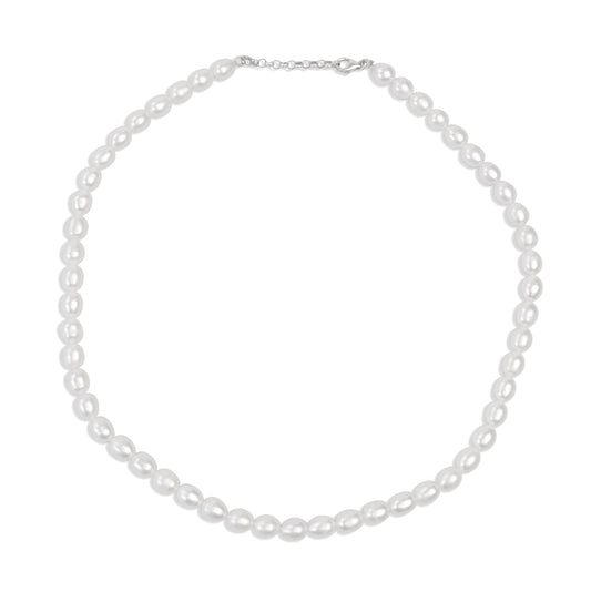 Collier De Perle Naturel Et Argent 925