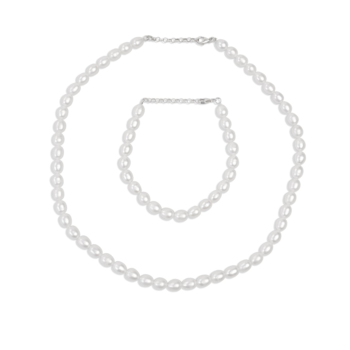 Ensemble De Perle Naturel Et Argent 925