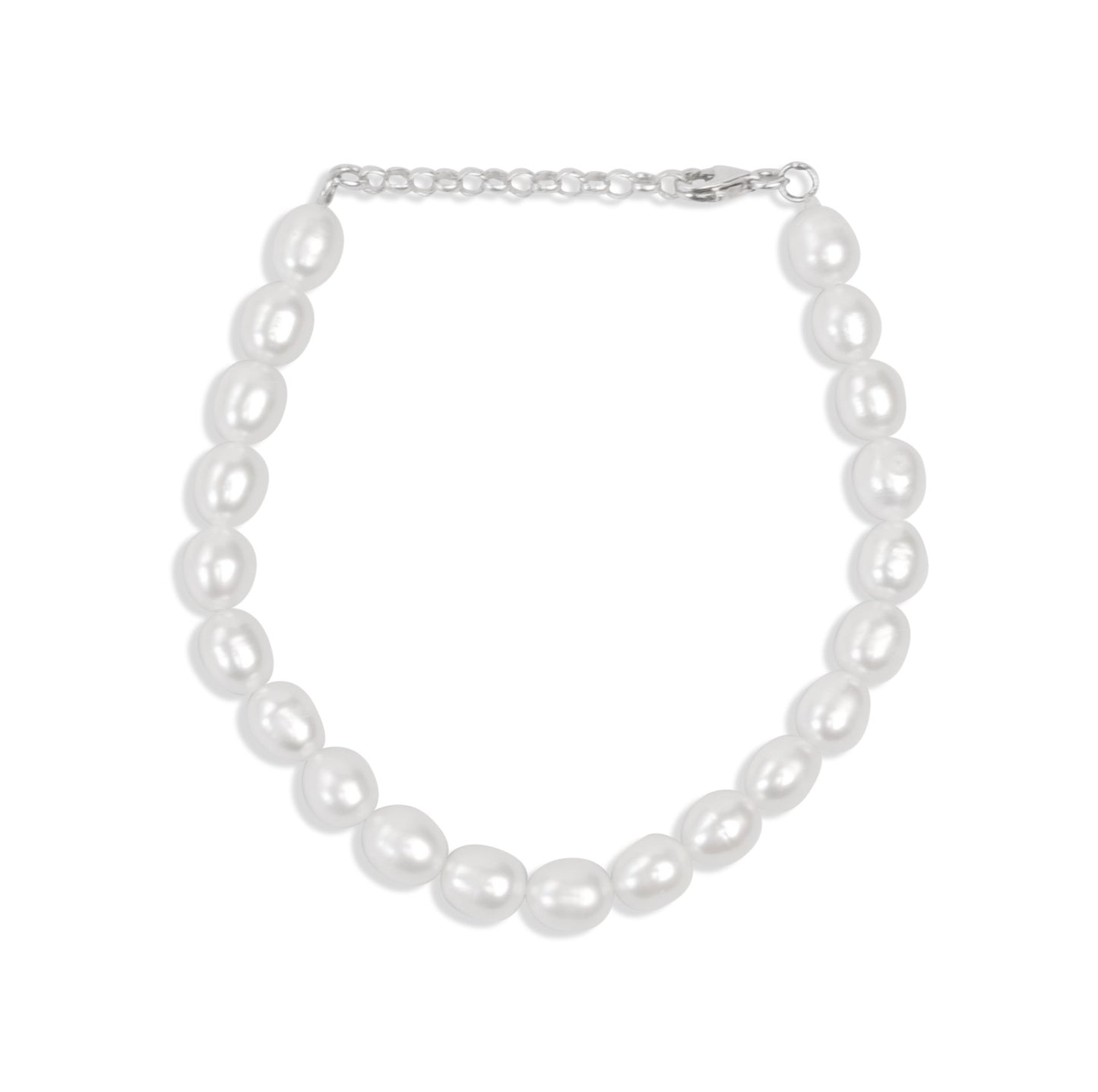 Bracelet De Perle Naturel Et Argent 925