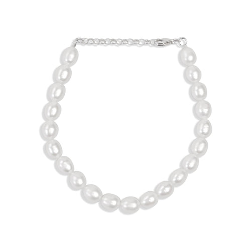 Bracelet De Perle Naturel Et Argent 925