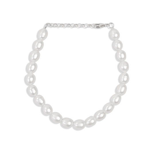 Bracelet De Perle Naturel Et Argent 925