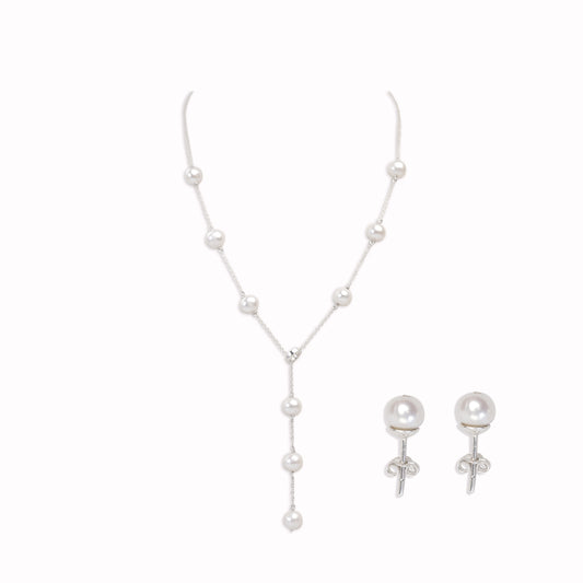 Ensemble De Perle Naturel Et Argent