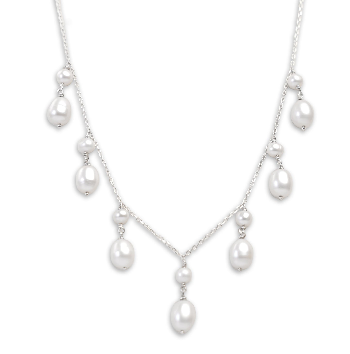 Collier Argent 925 Et Perle Naturel