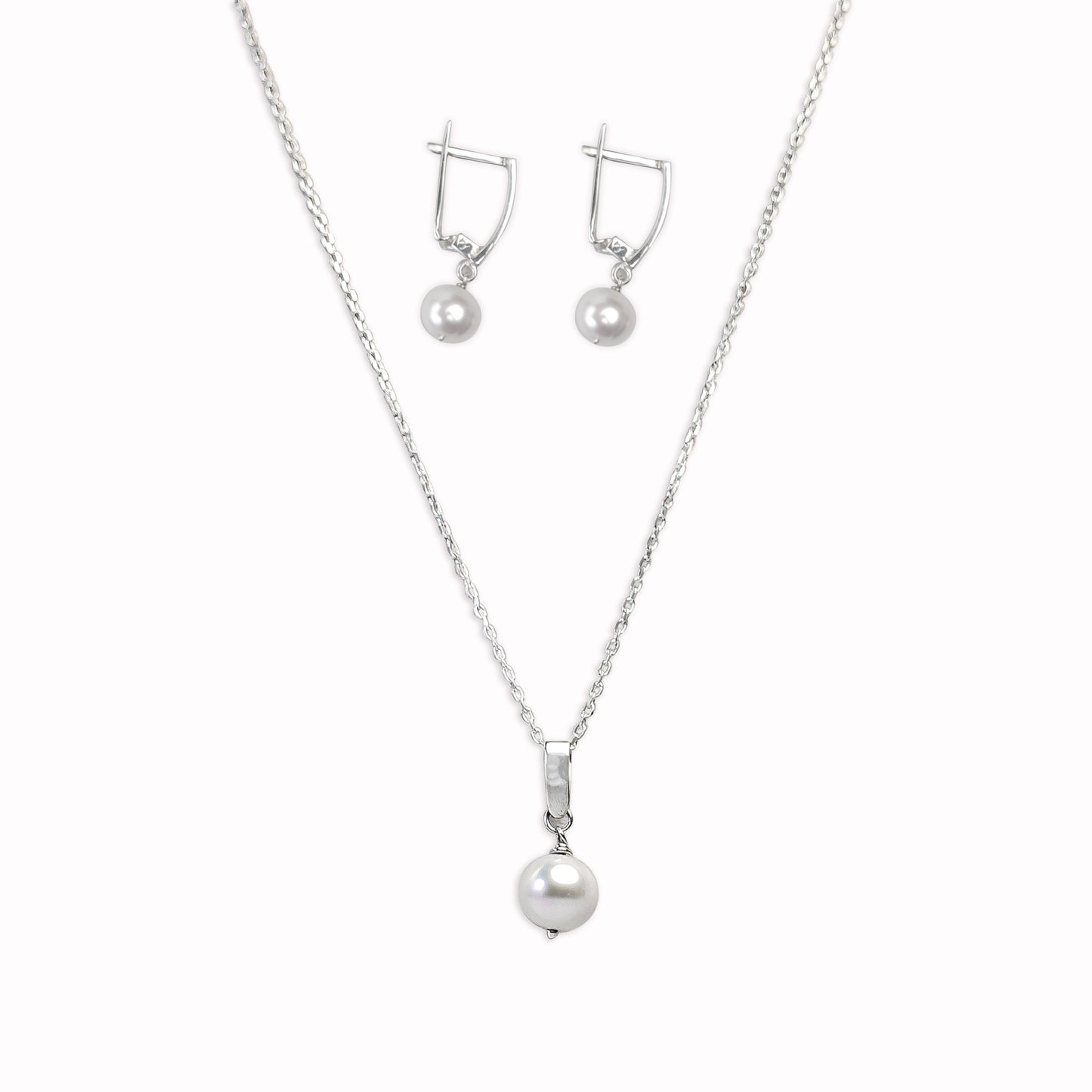 Ensemble De Perle Naturel Et Argent