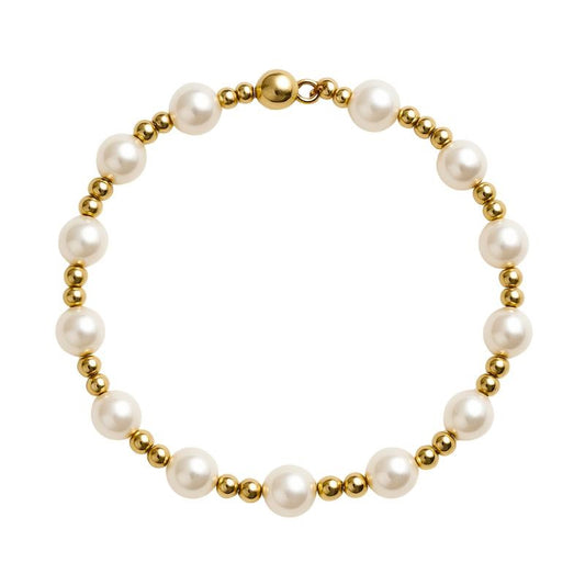 Bracelet De Perle Naturel Et Argent Jaune