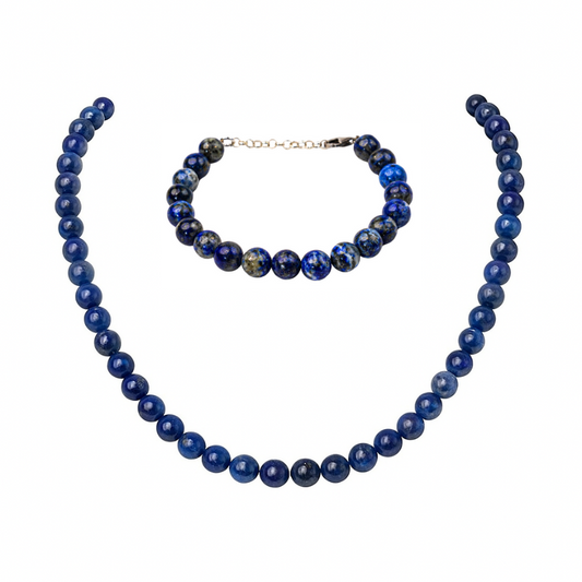 Ensemble De Lapis Lazuli Et Perle Naturel Et Argent 925