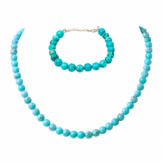 Ensemble De Turquoise Naturel Et Argent 925