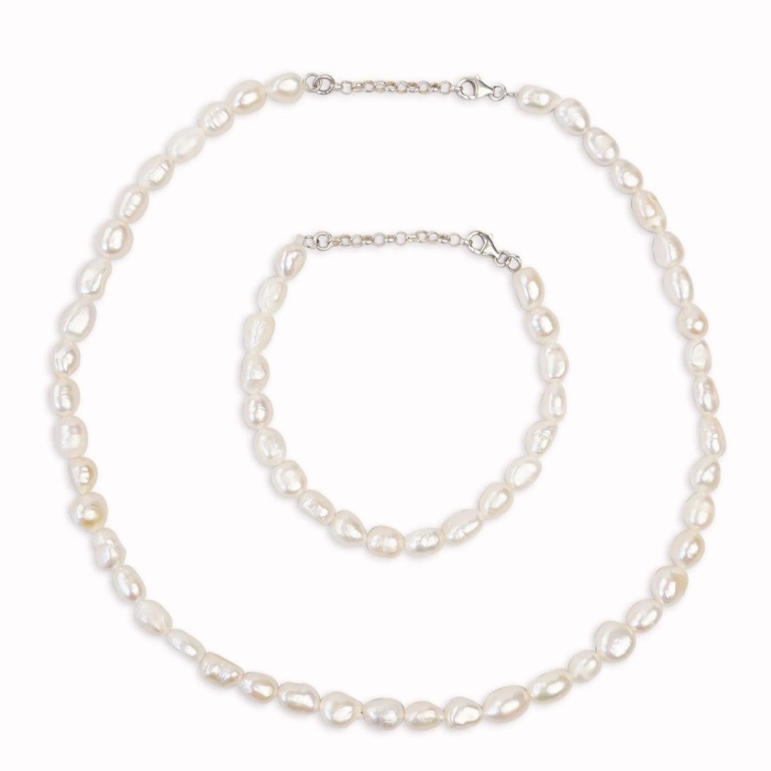 Ensemble De Perle Naturel Et Argent 925