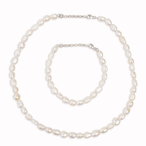 Ensemble De Perle Naturel Et Argent 925