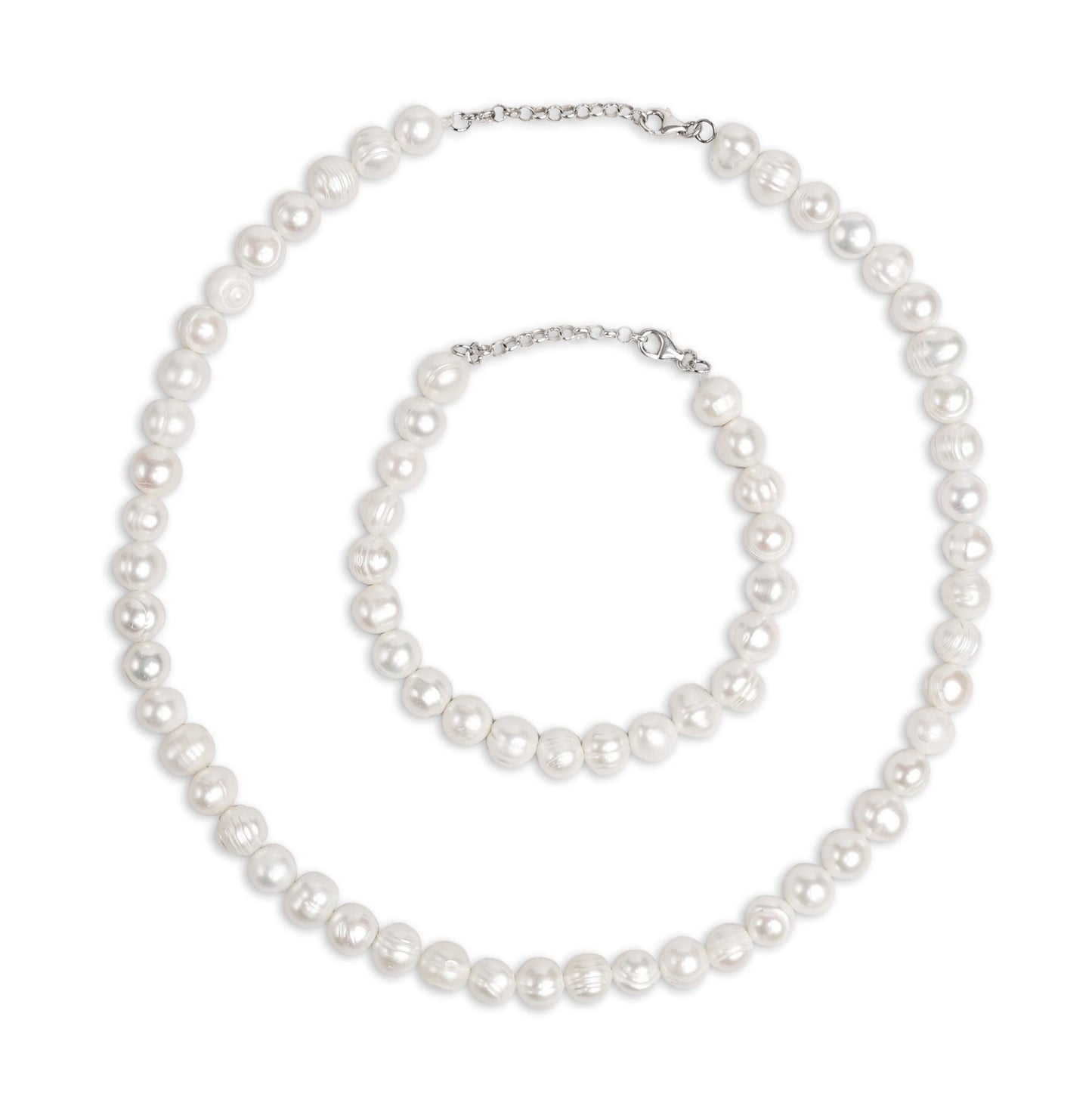 Ensemble De Perle Naturel Et Argent 925