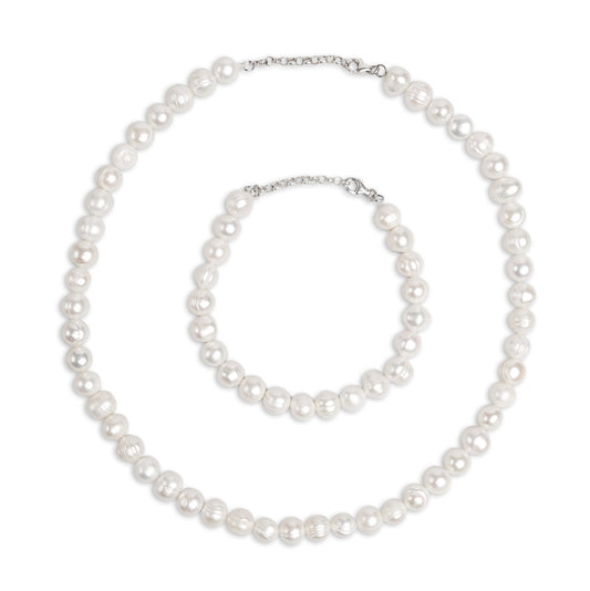 Ensemble De Perle Naturel Et Argent 925